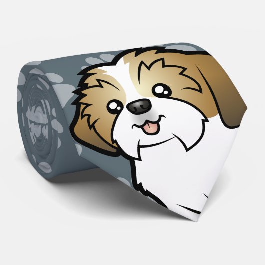 Cartoon Shih Tzu (puppy cut) Stropdas (Opgerold)