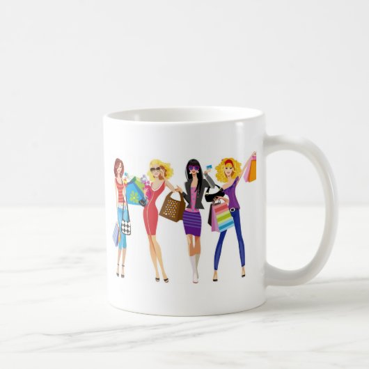 CARTOON SHOPPING GIRLS VECTORS MODE STIJL FUN F KOFFIEMOK (Rechts)