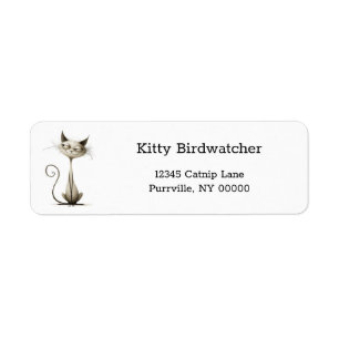 Cartoon Siamese Cat Funny Retouradres Etiket