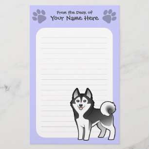Cartoon Siberian Husky / Alaskan Malamute Briefpapier