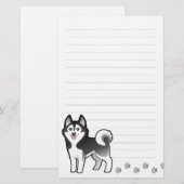 Cartoon Siberian Husky / Alaskan Malamute Briefpapier (Voorkant / Achterkant)