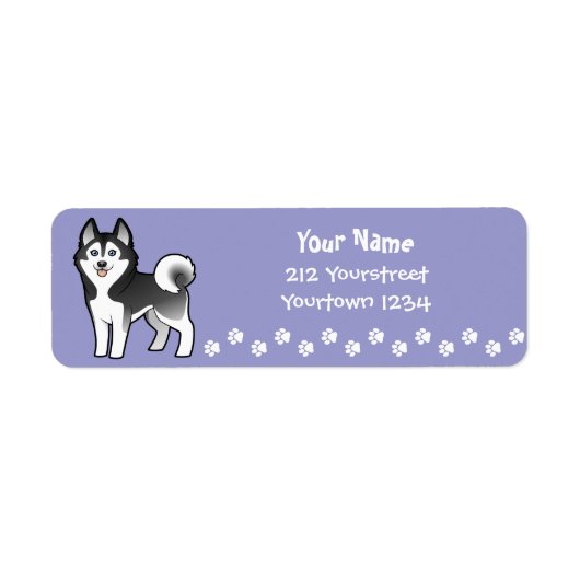 Cartoon Siberian Husky / Alaskan Malamute Etiket (Voorkant)