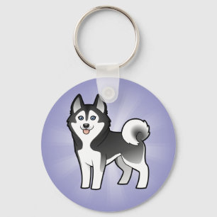 Cartoon Siberian Husky / Alaskan Malamute Sleutelhanger