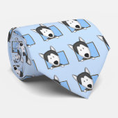Cartoon Siberian Husky Stropdas (Opgerold)