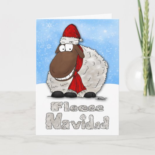 Cartoon Silencieux Mouton Fleece Navidad Carte de (Devant)