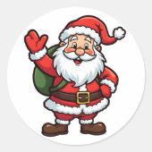Cartoon Sinterklaas Leuke Kerstillustratie Ronde Sticker (Voorkant)