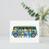 Cartoon Sixties Peace Hippie Van Briefkaart (Staand voorkant)