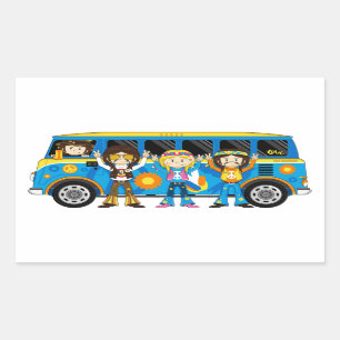 Cartoon Sixties Peace Hippie Van Rechthoekige Sticker