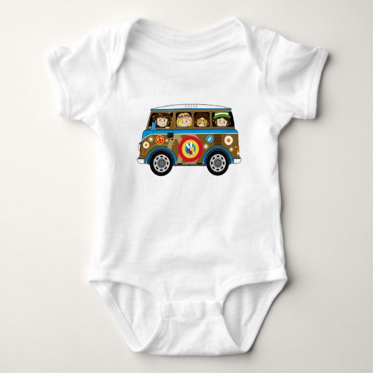 Cartoon Sixties Vrede Hippie Van Romper (Voorkant)