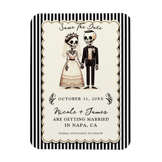 Cartoon Skelet Bruid + bruidegom Save the Date Magneet (Verticaal)