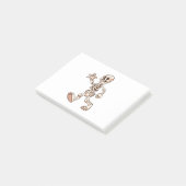 cartoon skelet lopen en zwaaien post-it® notes (Schuin)