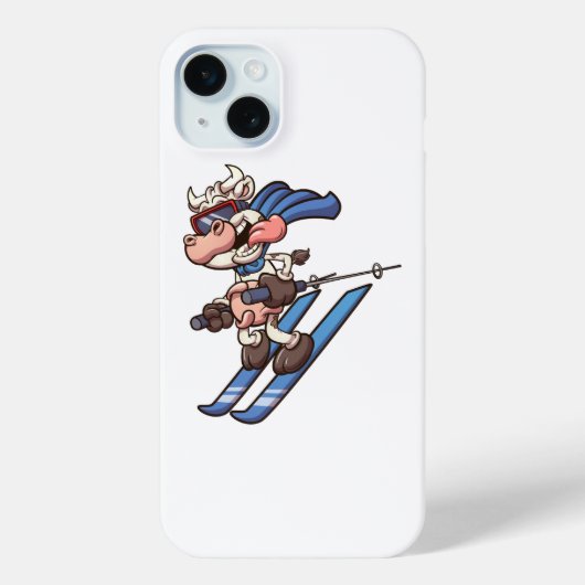 cartoon skiën super koe met tong uit Case-Mate iPhone case (Achterkant)