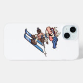 cartoon skiën super koe met tong uit Case-Mate iPhone case (Achterkant (horizontaal))