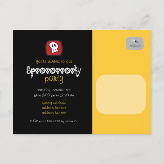 Cartoon Skulls & Botten Pattern Halloween Party Uitnodiging Briefkaart (Achterkant)