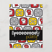 Cartoon Skulls & Botten Pattern Halloween Party Uitnodiging Briefkaart (Voorkant)