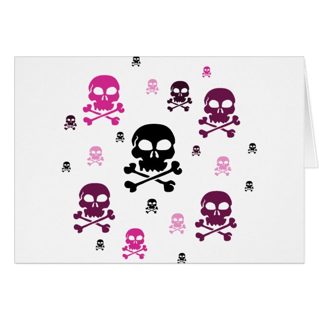Cartoon Skulls Collage - Roze (Voorkant Horizontaal)