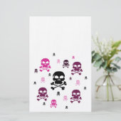 Cartoon Skulls Collage - Roze Briefpapier (Staand voorkant)