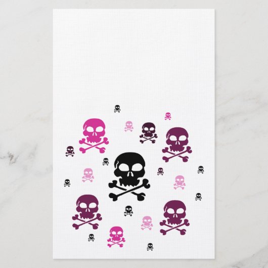 Cartoon Skulls Collage - Roze Briefpapier (Voorkant)
