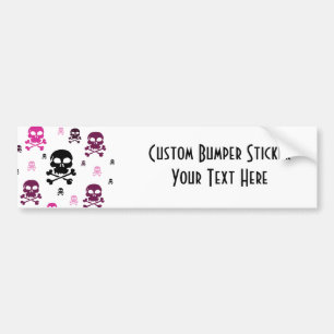 Cartoon Skulls Collage - Roze Bumpersticker