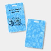 Cartoon Slak Blue Patterned Shell on Mix of Blues Badge (Voor- en achterkant)