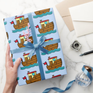 Cartoon sleepboot cadeaupapier