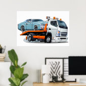 Cartoon sleepvrachtwagen poster (Thuiskantoor)