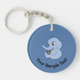 Cartoon sleutelhanger van de acute olifant