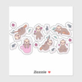 CARTOON SLOTH ANIMALS CUL STICKERS SET (Feuille)