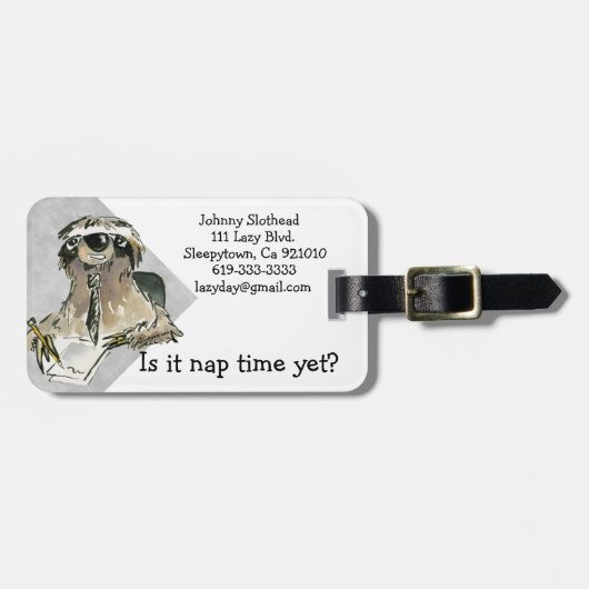 Cartoon Sloth Nap Time Bagagelabel (Voorkant horizontaal)