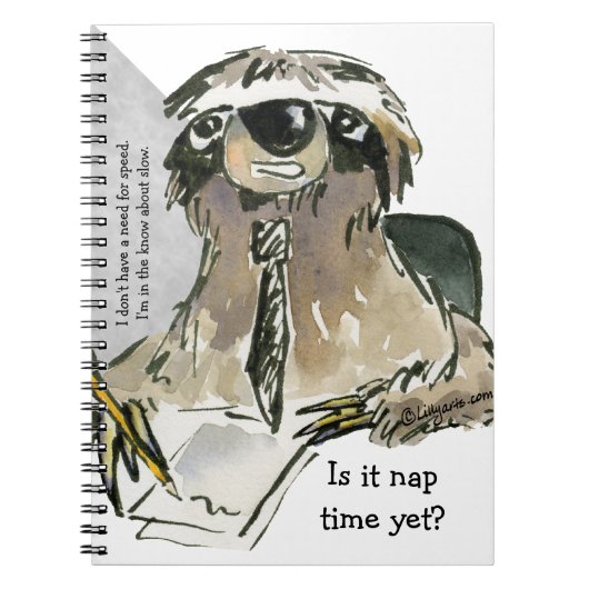 Cartoon Sloth Nap Time Notitieboek (Voorkant)