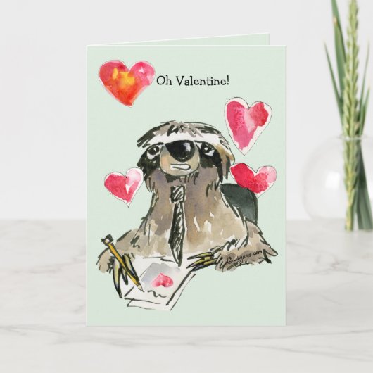 Cartoon Sloth Valentines Day Card Feestdagen Kaart (Voorkant)