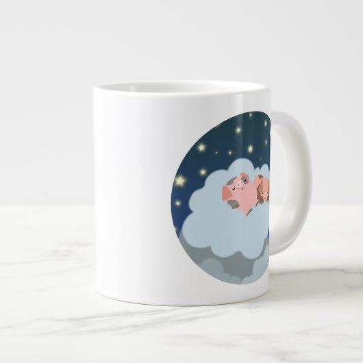 Cartoon Slumbering Piglets Jumbo Mok (Voorkant rechts)