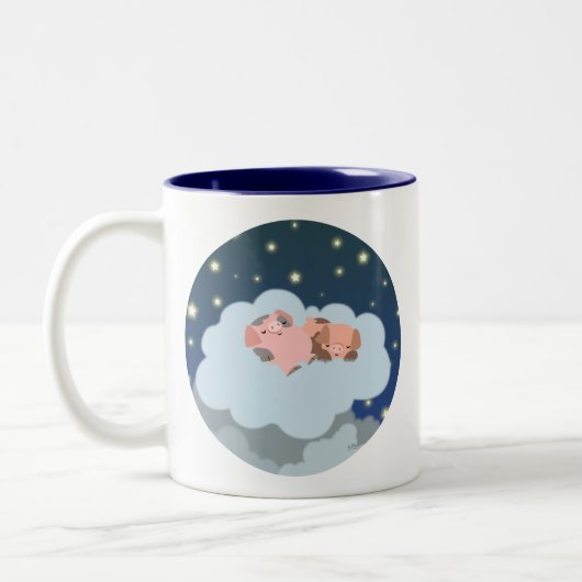 Cartoon Slumbering Piglets Mok (Links)