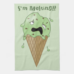 Cartoon Smelt Ice Cream Cone (ik smelt) Theedoek