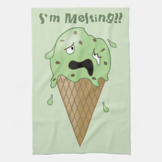 Cartoon Smelt Ice Cream Cone (ik smelt) Theedoek