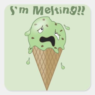 Cartoon Smelt Ice Cream Cone (ik smelt) Vierkante Sticker