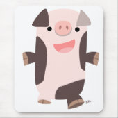 Cartoon Smiling Pig mousepad Muismat (Voorkant)
