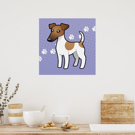 Cartoon Smooth Fox Terrier Poster (Keuken)
