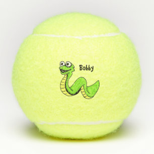 Cartoon Snake Big Smile Helder Groen Geel Tennisballen