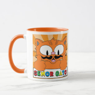 Cartoon Snorhaar Kat Senor Gato Duimen Omhoog Mok