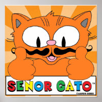 Cartoon Snorharen Kat Señor Gato Duim Omhoog