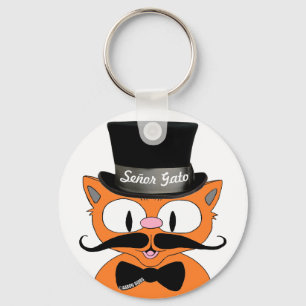 Cartoon Snorharen Kat Senor Gato Sleutelhanger