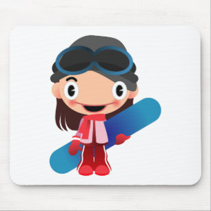 Cartoon Snowboarder Girl Muismat