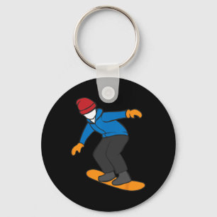 Cartoon Snowboarder Illustratie Fun Wintersport Sleutelhanger