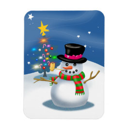 Cartoon Snowman KerstMagnet Magneet