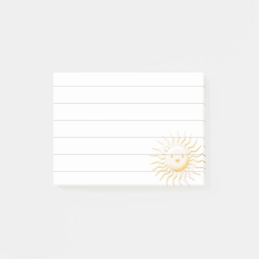 Cartoon souriant Sun Face Lined 4x3 Post-it Notes (Devant)