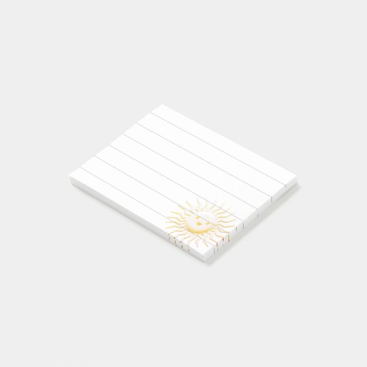 Cartoon souriant Sun Face Lined 4x3 Post-it Notes (Incliné)