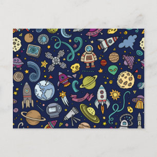 Cartoon Space Explorer Birthday Kinder Theme Briefkaart