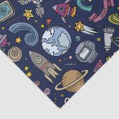 Cartoon Space Explorer Birthday Kinder Theme Tissuepapier (Detail)