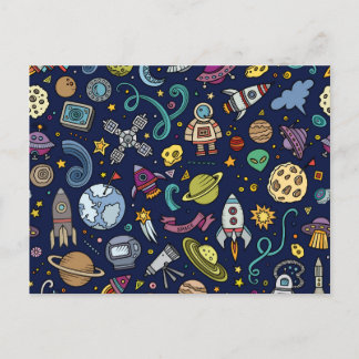 Cartoon Space Explorer Verjaardag Kinder thema Briefkaart